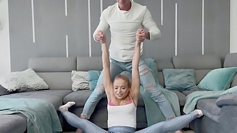 Flexible blonde Alexa spreads her legs for intense fucking