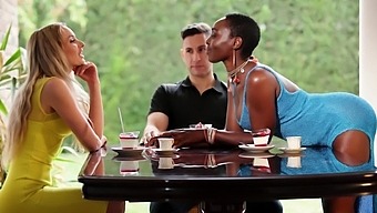 Interracial threesome with two girls and a black guy