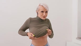Angel Wicky's fake tits get a workout in this HD video