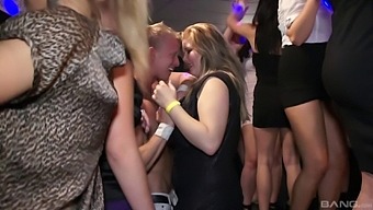 Club party with horny babes giving blowjobs
